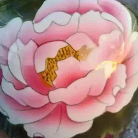 Antique flower vase. Maroon with pink & green. Has a chip but beautiful still. - Picture 5 of 7